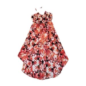 GUESS Dress Size M Red Floral Chiffon High-Low Sleeveless Resort Vacation Flowy